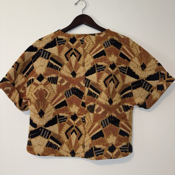 Dolan Geometric Patterned Crop Top - Orange and Black - Picture 5 of 11